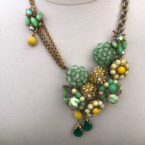“Lemon Lime” 🍋 Hand crafted necklace from upcycled jewelry. One of a kind! - Picture 3 of 8